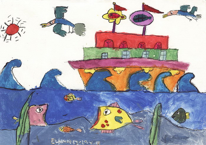 Seacraft, Seabirds and Sea Fish#Painting#